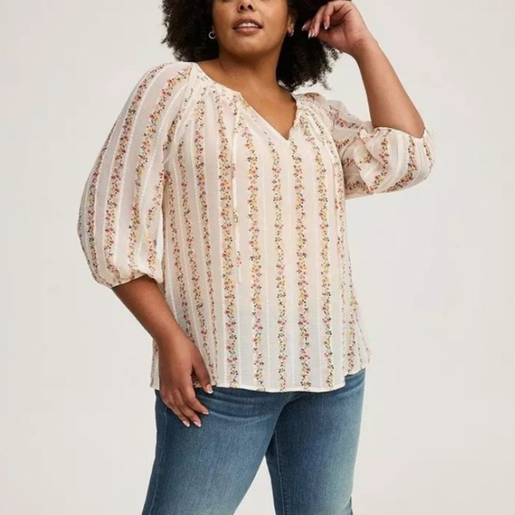 Torrid Chiffon Peasant 3/4 Raglan Blouse Size 2X NWT - Picture 1 of 13